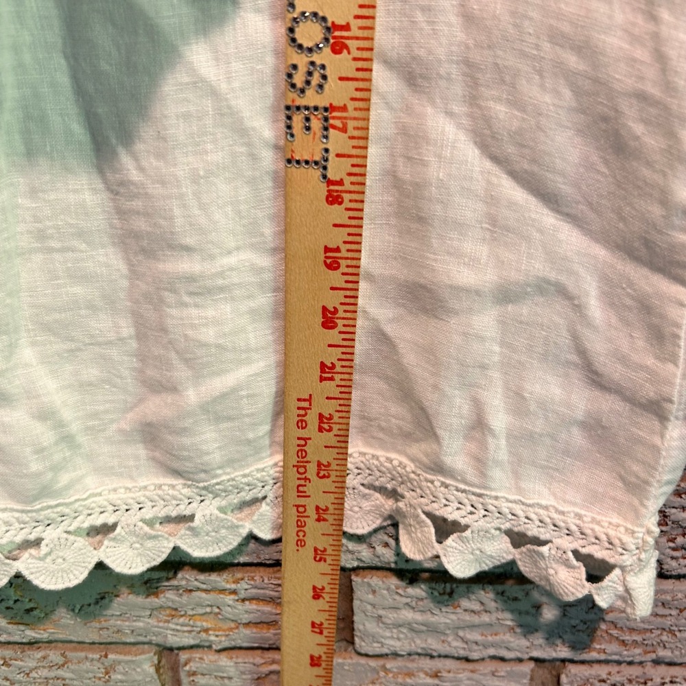 Bellambra White 100% Linen Lace Trim Sleeveless Top Made in Italy Womens Medium - Picture 3 of 6